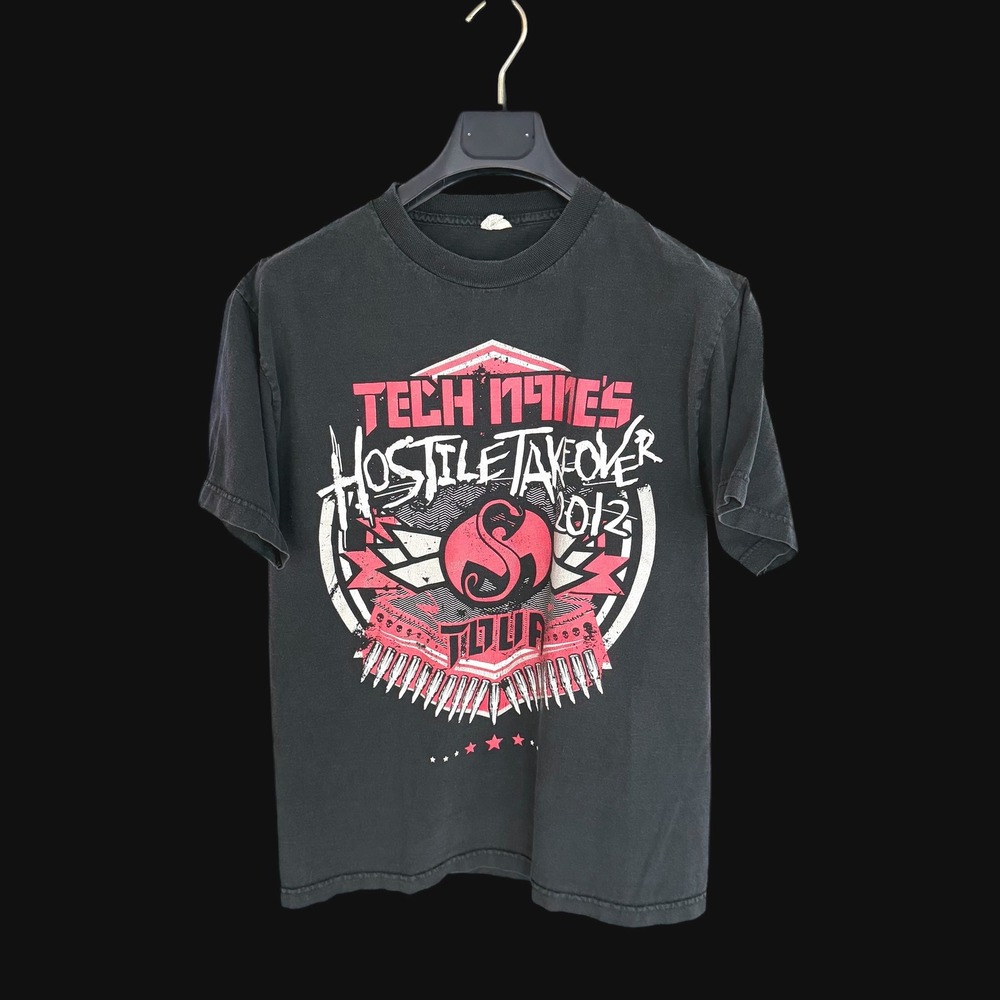 Tech N9ne Hostile Takeover 2012 Tour T-Shirt Mens Medium Black Strange Music Rap